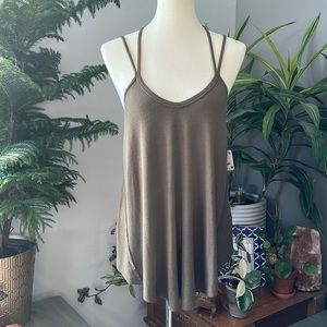 Free People Olive Green Flowy Tank Top L